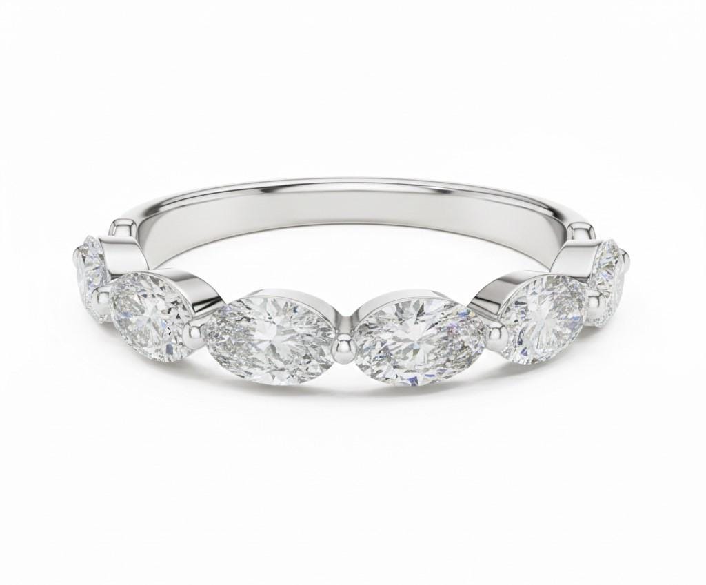 Oval CZ Eternity Band Ring | Hypoallergenic Gold Rose Gold Silver | Anniversary Promise Ring for Her