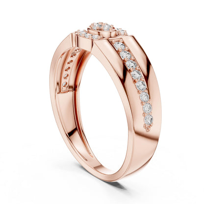 Riora luxury diamond halo rose gold engagement ring with delicate design, perfect for bridal and wedding jewelry.