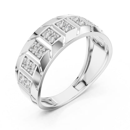 Riora gold rose chunky geometric CZ band ring with modern design, hypoallergenic wedding and promise ring for special occasions