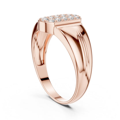 Riora luxury moissanite diamond statement ring in rose gold with bold design, perfect for cocktail or wedding jewelry.