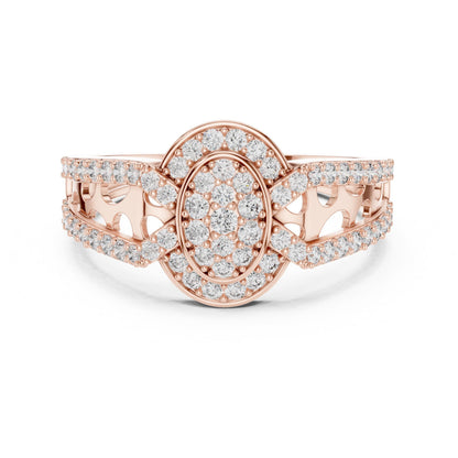 Oval Halo CZ Ring | 925 Hypoallergenic Engagement Ring for Women | Gold, Rose Gold & Silver