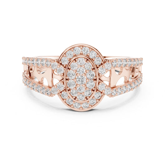 Oval Halo CZ Ring | 925 Hypoallergenic Engagement Ring for Women | Gold, Rose Gold & Silver