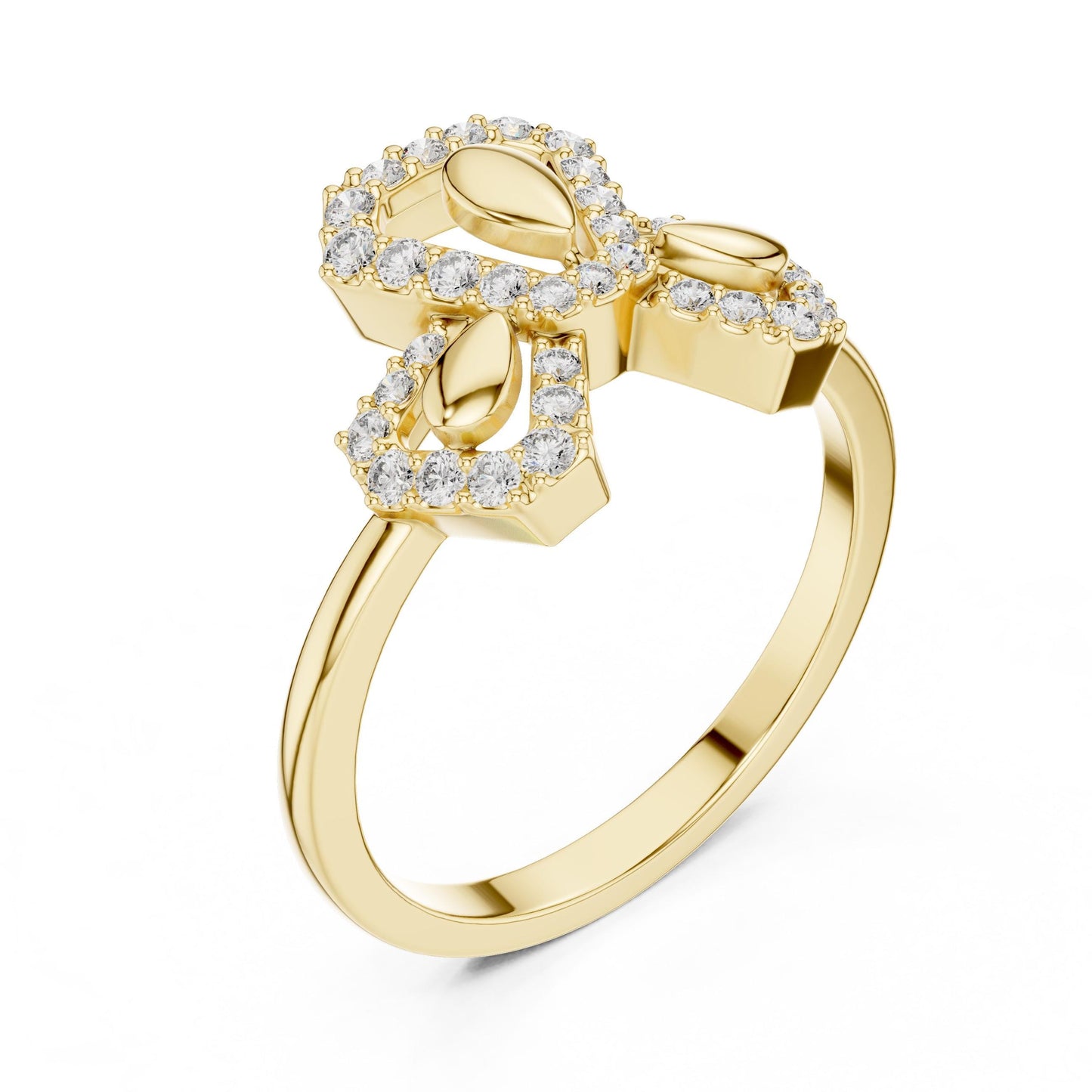 Riora rose gold dainty bridal ring with a bow knot design and moissanite diamond accent, minimalist promise jewelry.
