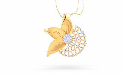 Moissanite Flower Pendant Necklace, Gold Rose Silver Floral Charm,  Hypoallergenic Gift for Her