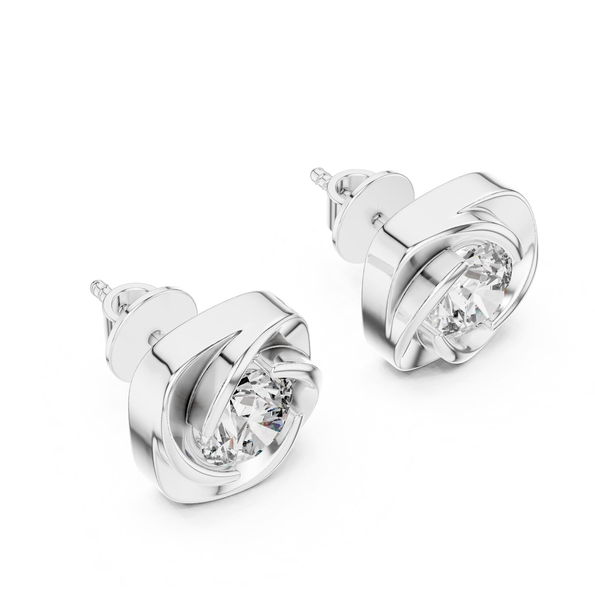 Riora moissanite diamond stud earrings in gold, rose, and silver, minimalist sparkling bridal jewelry for special occasions