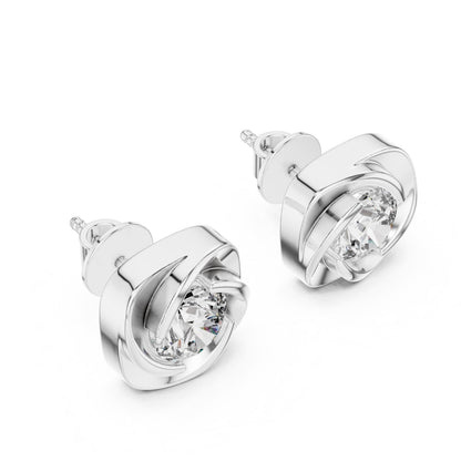 Riora moissanite diamond stud earrings in gold, rose, and silver, minimalist sparkling bridal jewelry for special occasions