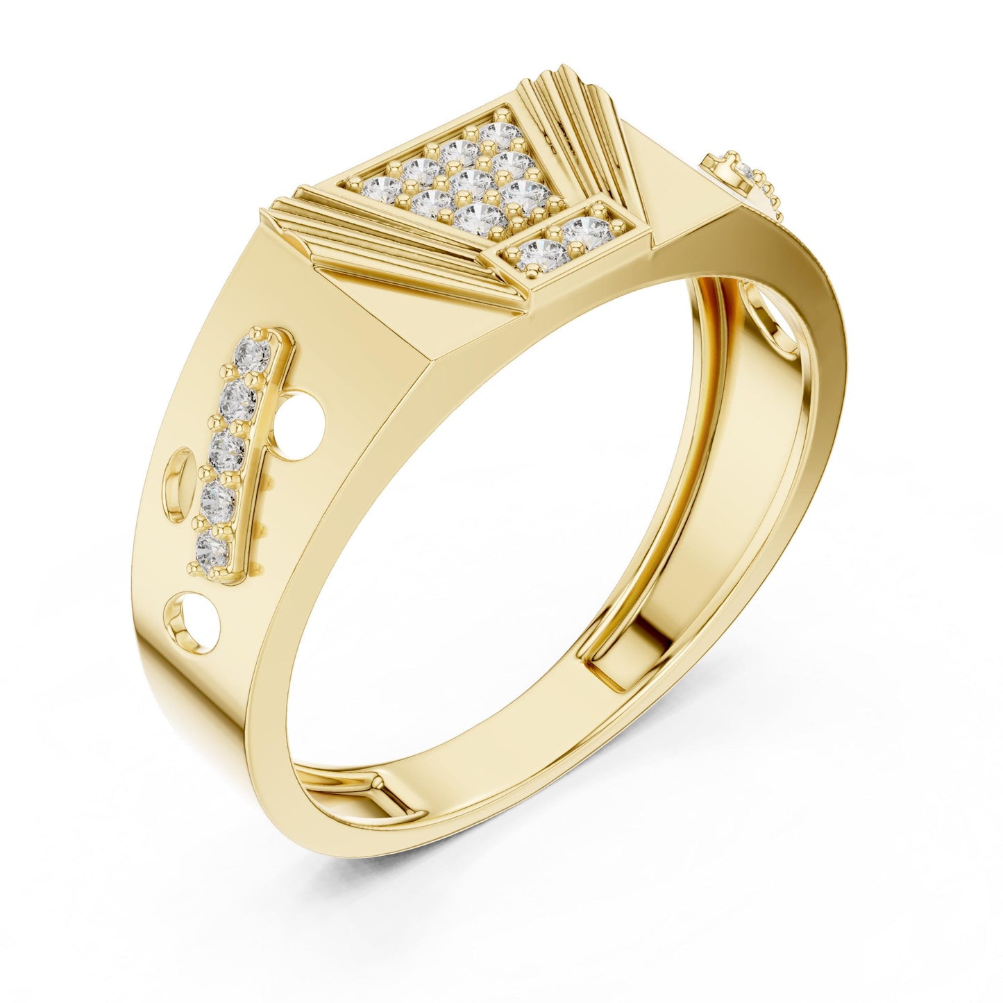 Riora luxury moissanite diamond statement ring for women in gold, bridal engagement band, perfect for wedding or party wear