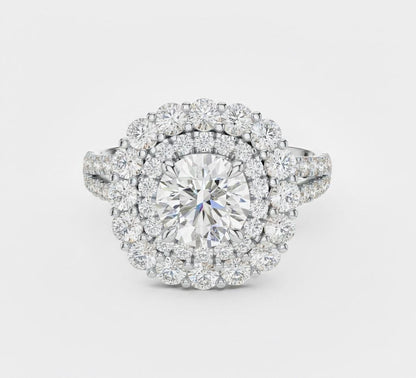 Luxury Halo Engagement Ring | Cubic Zirconia | Gold, Rose Gold & Silver