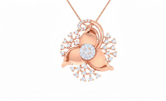 Moissanite Flower Necklace, Gold Rose Silver Floral Jewelry, Elegant Gift for Her, Anniversary Valentine