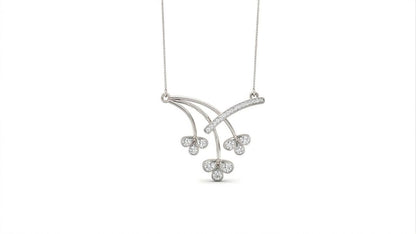 Riora Moissanite floral branch necklace with diamond flower pendant in gold rose gold, elegant bridal wedding jewelry.