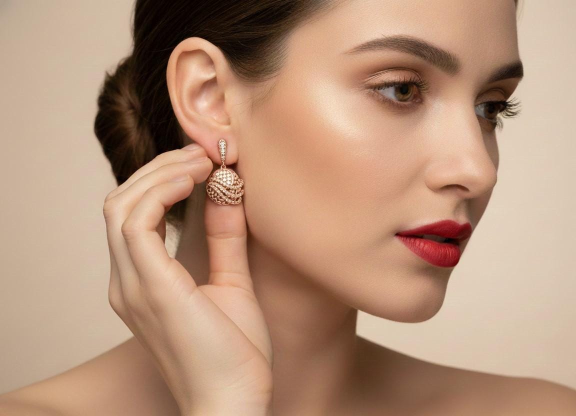 Moissanite Drop Earrings | Rose Gold Swirl, Nickel-Free