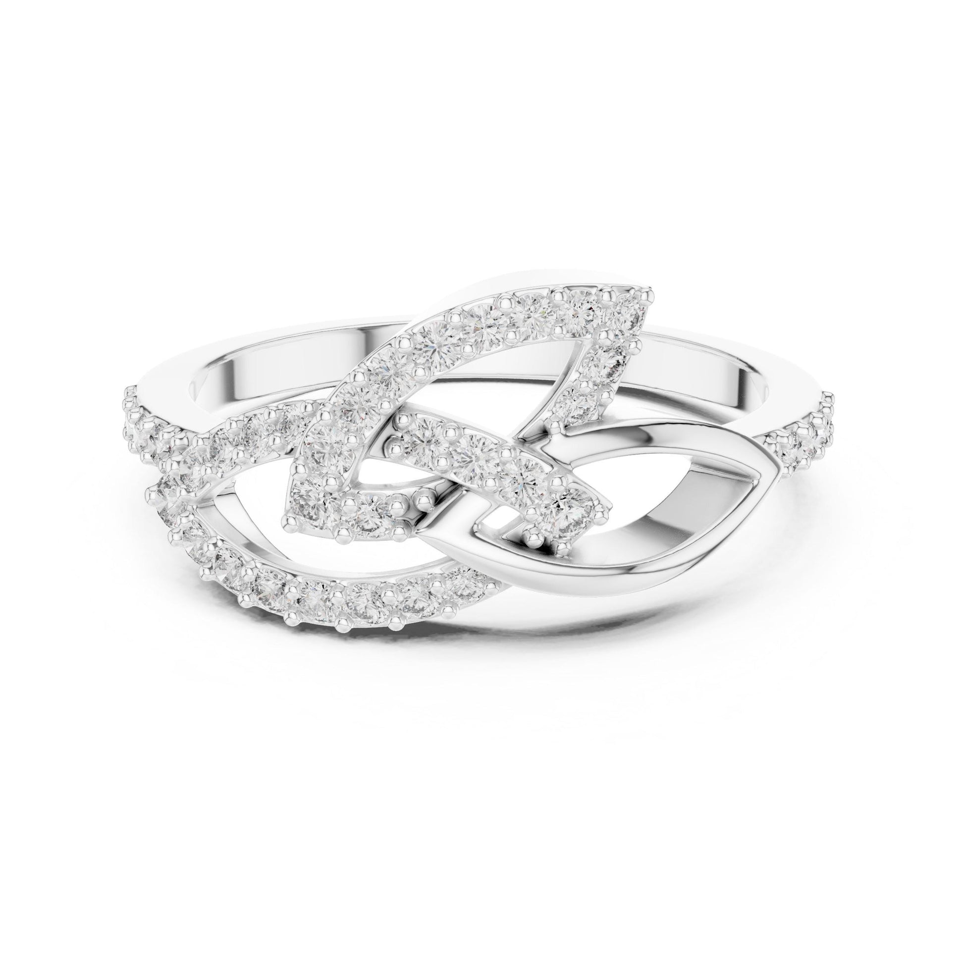 Elegant Riora interlocking moissanite diamond ring for women, minimalist infinity stackable promise ring, perfect for anniversaries.