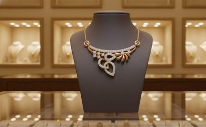 Moissanite Pendant Necklace | Floral Leaf Design | Gold, Rose Gold & Silver | Gift for Her