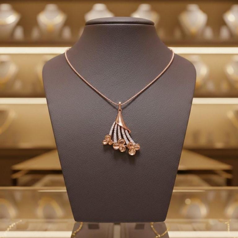 Flower Pendant Necklace, Gold Rose Silver Chain, Elegant Bridal Gift, Minimal Sparkle Jewelry