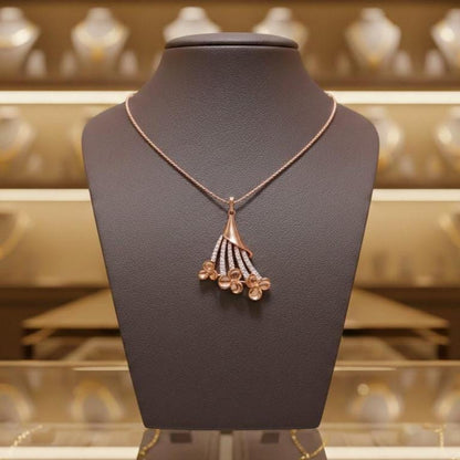 Flower Pendant Necklace, Gold Rose Silver Chain, Elegant Bridal Gift, Minimal Sparkle Jewelry
