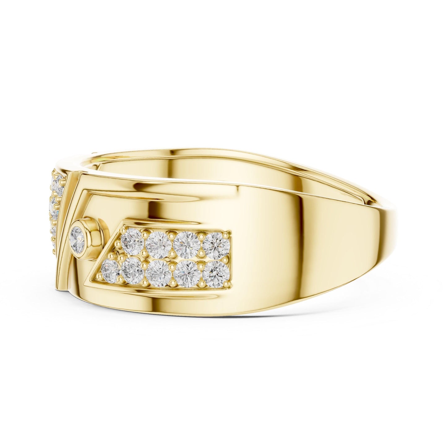 Riora luxury moissanite statement gold ring with bold cocktail band, perfect for bridal or birthday gift, showcasing sparkling jewelry.