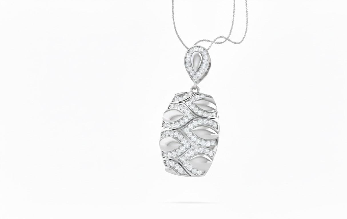 Leaf Pendant Necklace, Non-Allergenic Gold Jewelry, Adjustable Chain Moissanite