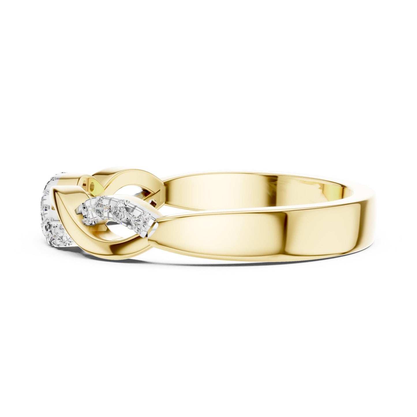 Riora infinity twist moissanite diamond ring for women in rose gold, minimalist wedding band with elegant design