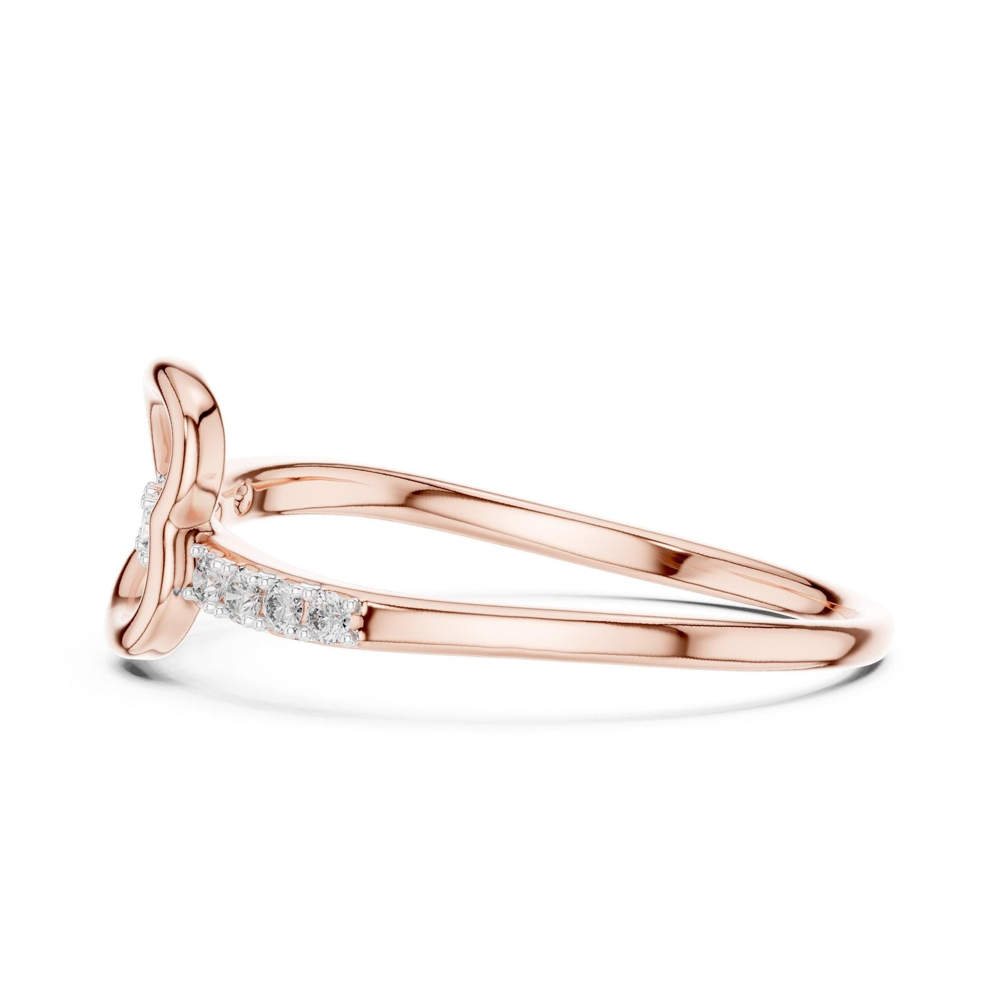 Riora moissanite heart loop ring in rose gold, minimalist dainty engagement ring with romantic heart design.