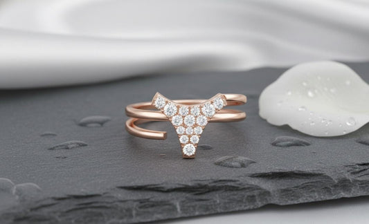 Moissanite V Ring – Adjustable Open Wrap Hypoallergenic Ring with Diamond-Like Sparkle