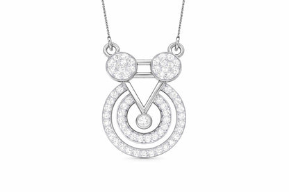Riora Moissanite geometric pendant necklace in gold, rose gold, or silver with a dainty circular charm, minimalist bridal jewelry