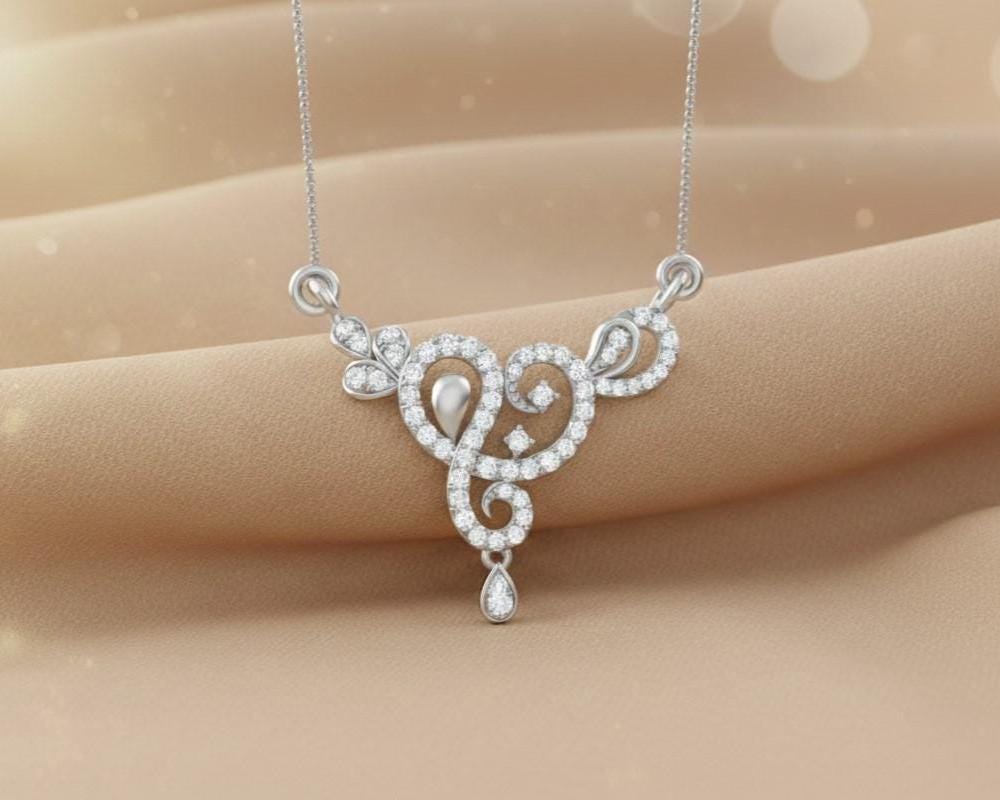 Swirl Pendant Necklace, Gold Rose Silver Jewelry, Elegant Gift for Her, Bridal Minimal Charm