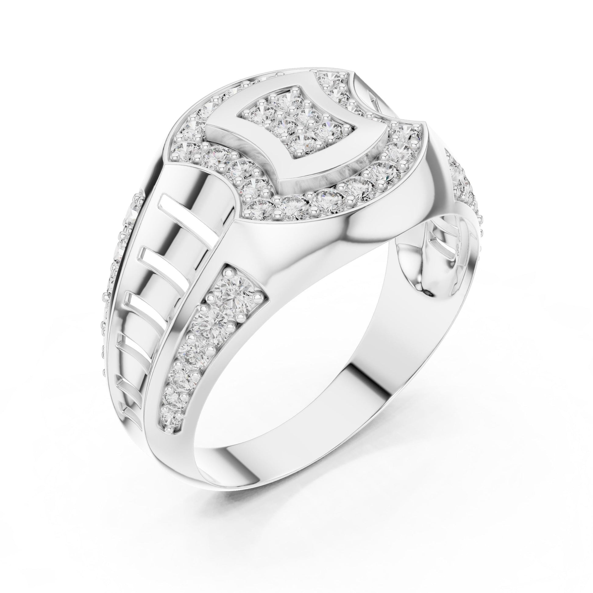 Riora luxury moissanite diamond statement ring for women, gold plated bold cocktail bridal jewelry, perfect for weddings