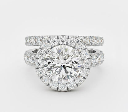 Halo CZ Engagement Ring Set | Bridal Promise Ring for Women