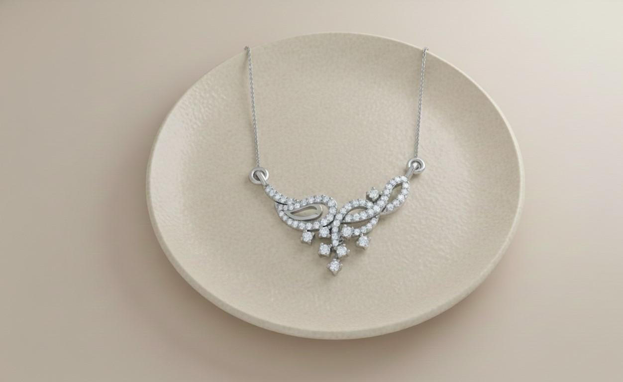Moissanite Leaf Pendant Necklace, Rose Gold Silver Jewelry Gift for Her Valentine Love