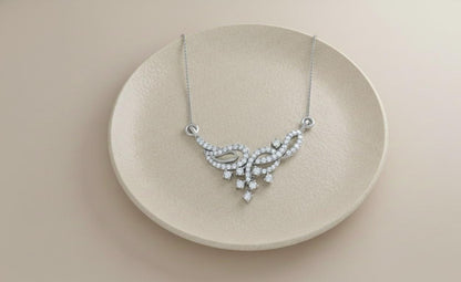Moissanite Leaf Pendant Necklace, Rose Gold Silver Jewelry Gift for Her Valentine Love