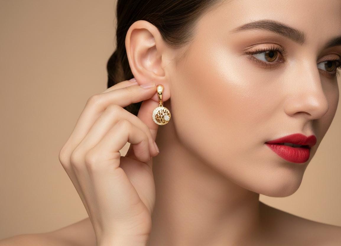 Moissanite Circle Drop Earrings in Gold Rose Gold Silver | Hypoallergenic Luxury Dangle Earring Gift for Women
