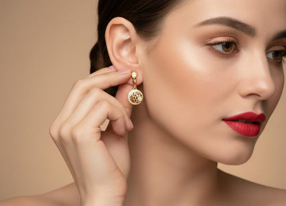 Moissanite Circle Drop Earrings in Gold Rose Gold Silver | Hypoallergenic Luxury Dangle Earring Gift for Women