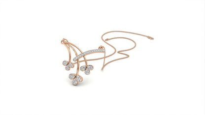 Riora Moissanite floral branch necklace with diamond flower pendant in rose gold, delicate bridal jewelry for weddings