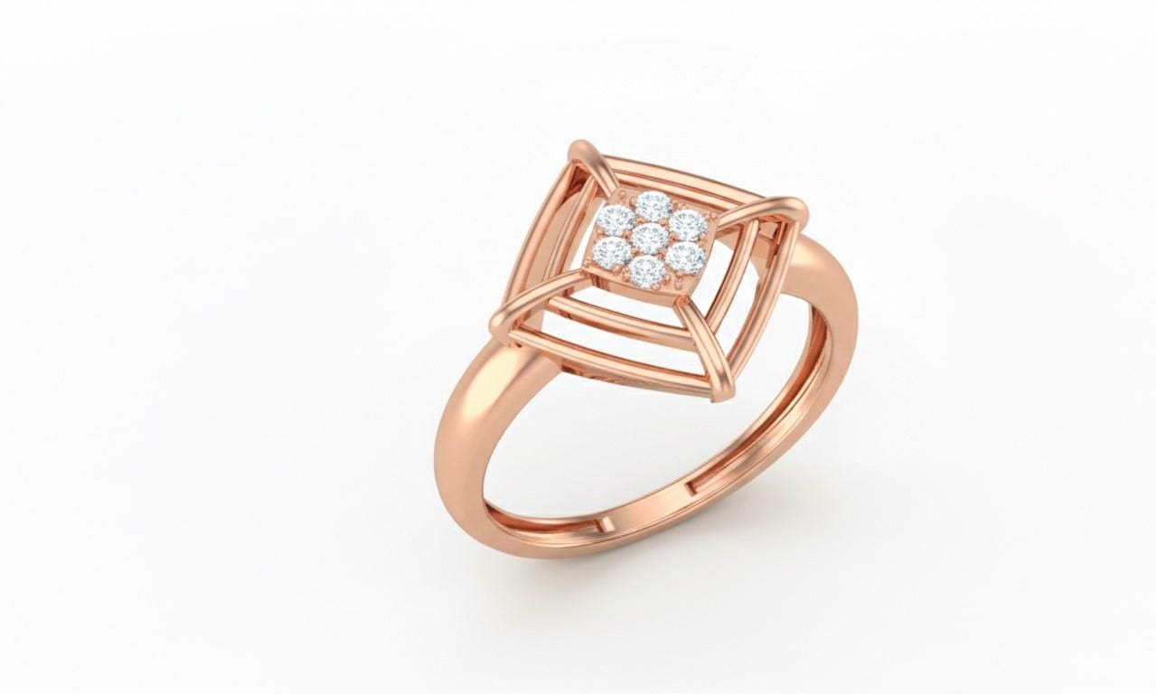 Geometric Moissanite Cluster Ring | Hypoallergenic Statement Ring | Luxury Gift for Women