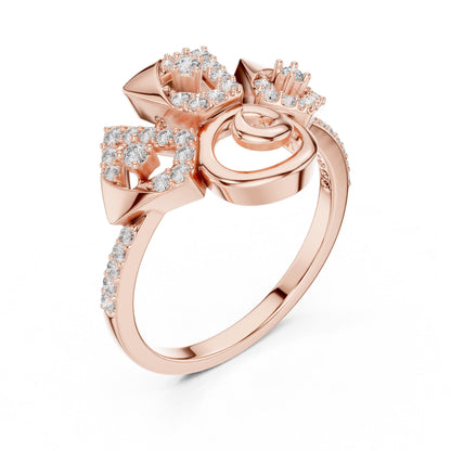 Riora Art Deco moissanite diamond statement ring with geometric vintage design, bold cocktail band, and unique engagement style.
