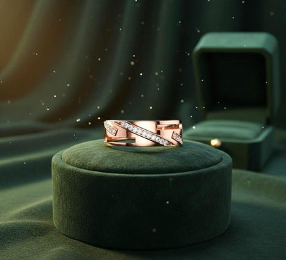 Riora luxury CZ wedding band ring in gold, rose gold, and silver with hypoallergenic design, ideal for anniversary gifts