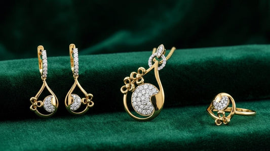Moissanite Teardrop Jewelry Set for Women | Necklace, Earrings & Ring | Gold, Rose Gold & Silver | Bridal & Valentine Gift