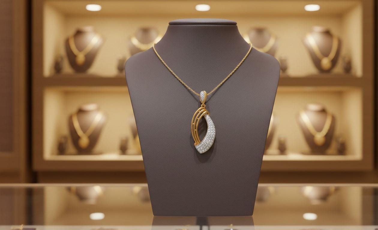 Crescent Pendant Necklace, Adjustable Chain, Elegant Gift Moissanite