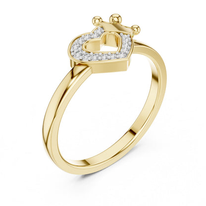 Riora Royal Heart Crown Moissanite Ring in rose gold featuring a princess-cut gemstone and romantic band for women