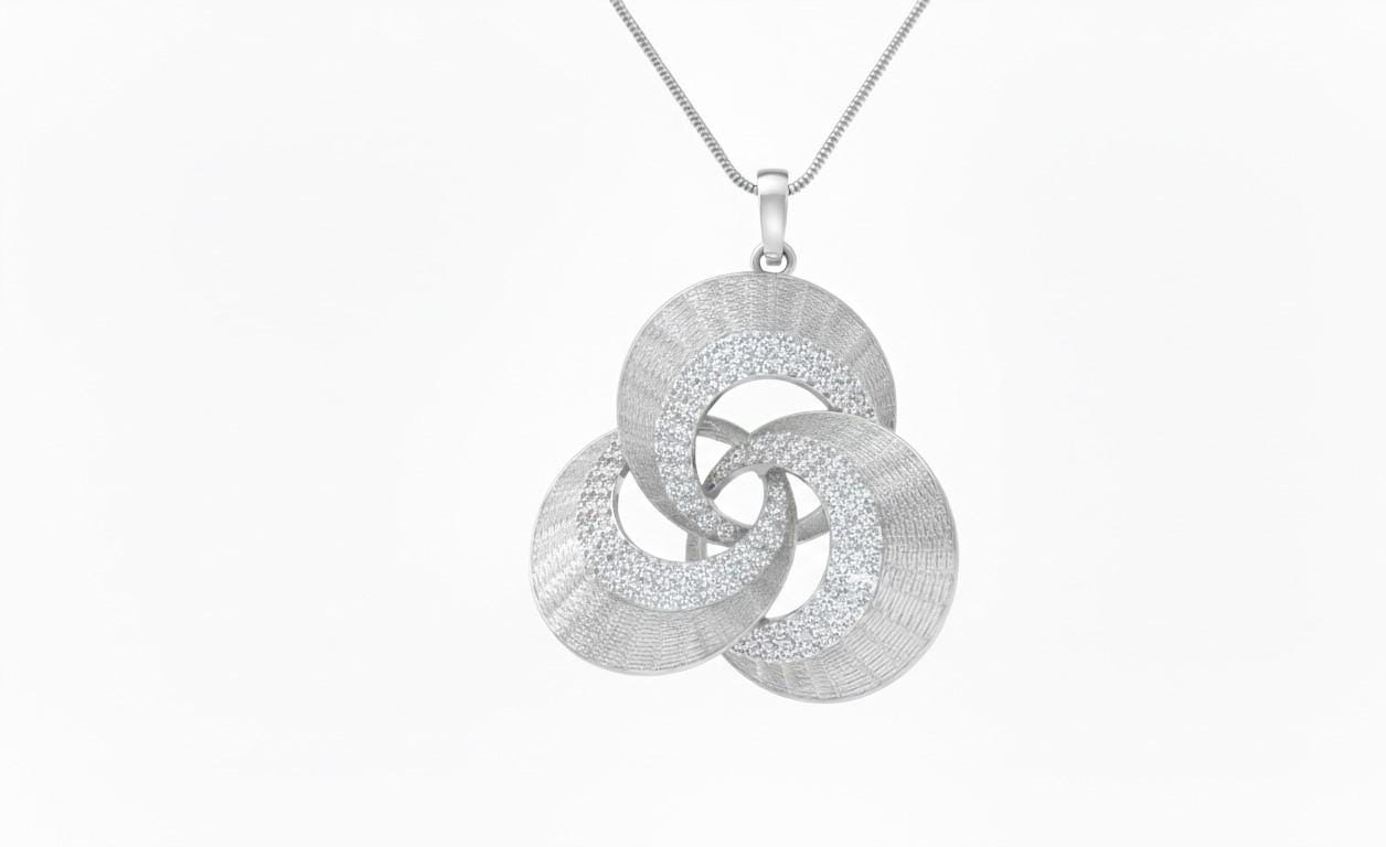 Moissanite Interlocking Circle Pendant Necklace | Gold Rose Silver | Hypoallergenic Bridal Jewelry Gift for Her