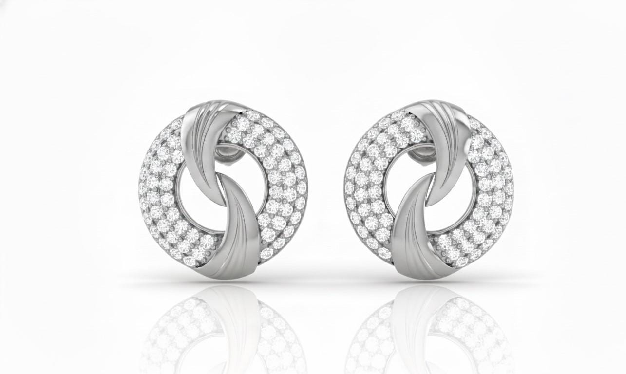Moissanite Stud Earrings | Luxury Circle Knot | Gold, Rose Gold & Silver | Hypoallergenic Bridal Gift