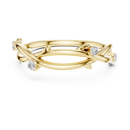Rose gold Moissanite branch ring with a nature-inspired twig design and minimalist diamond look, from Riora.