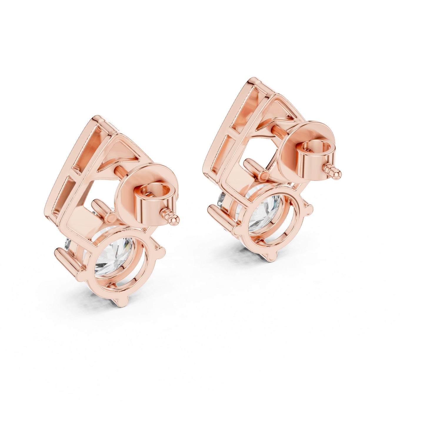 Riora geometric moissanite diamond stud earrings, 7mm round cut, minimalist silver studs for everyday wear or bridal jewelry.