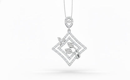 Moissanite Diamond Pendant Necklace, Gold Rose Silver Floral Geometric Charm  Chain Gift for Her