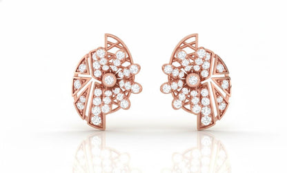 Moissanite Floral Stud Earrings for Women | Gold, Rose Gold & Silver | Bridal & Valentine Gift
