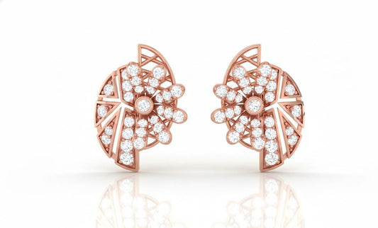 Moissanite Floral Stud Earrings for Women | Gold, Rose Gold & Silver | Bridal & Valentine Gift