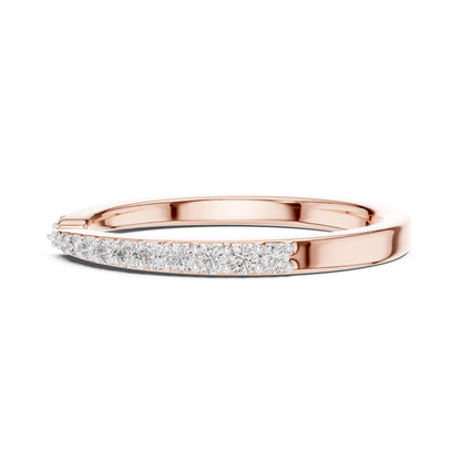 Rose gold open cuff moissanite ring with adjustable diamond-style half eternity design, minimalist and elegant jewelry by Riora