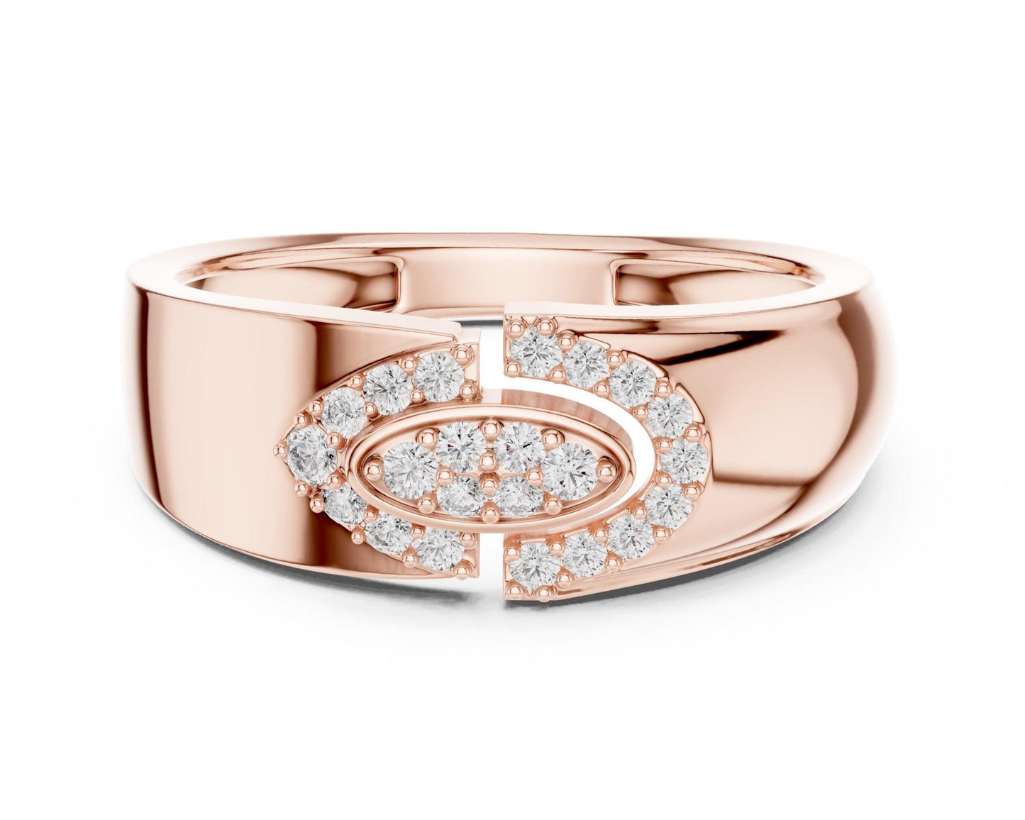 Riora moissanite statement band ring for women, dainty wedding and anniversary stackable bridal jewelry with sparkling stones
