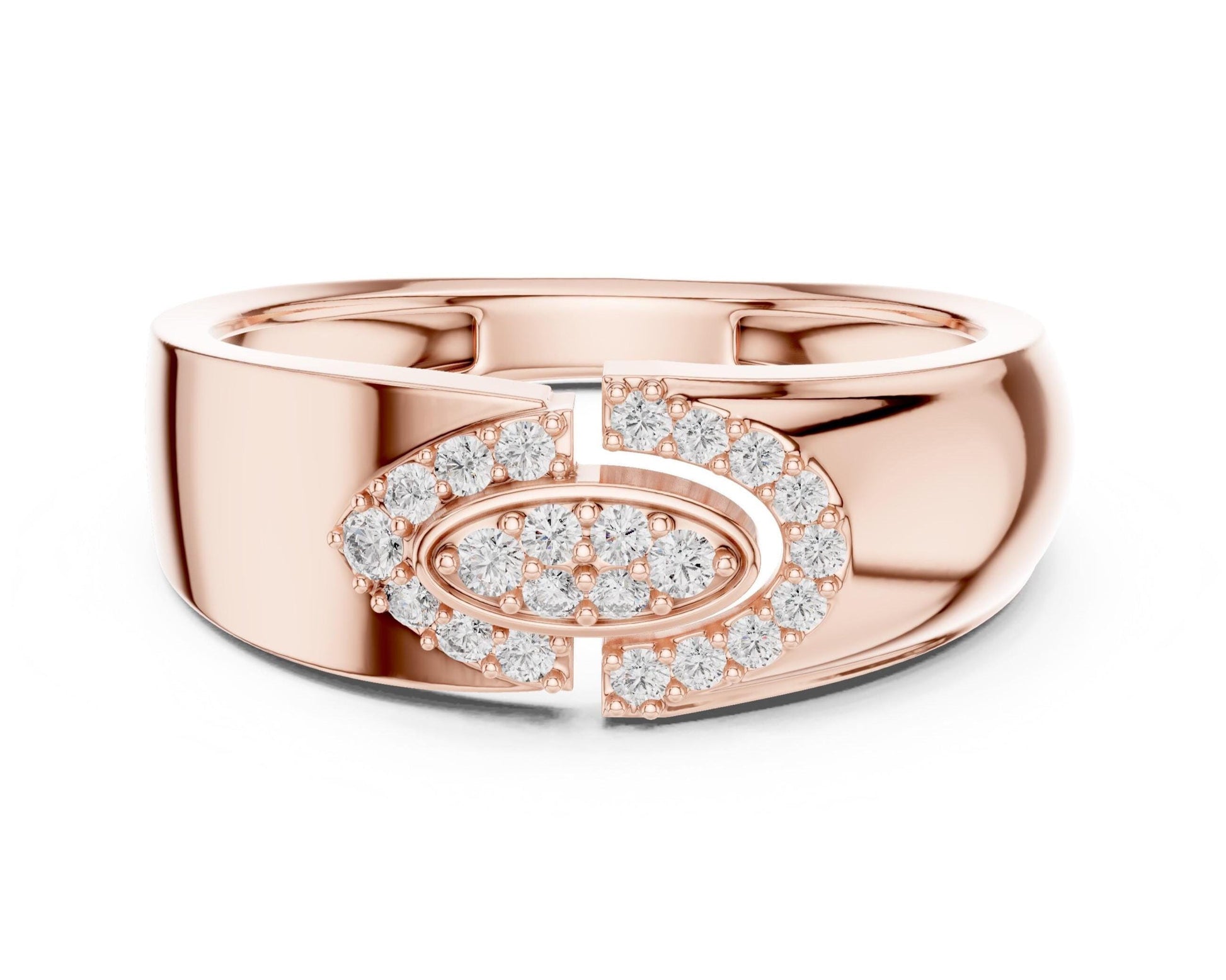 Riora moissanite statement band ring for women, dainty wedding and anniversary stackable bridal jewelry with sparkling stones