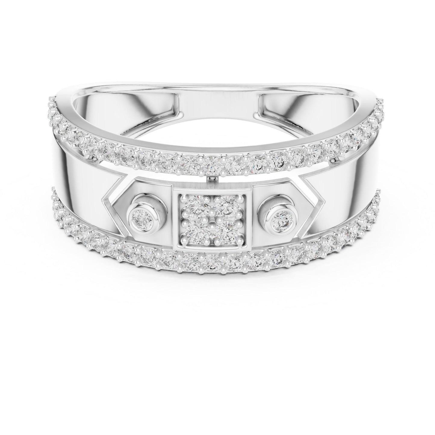 Riora luxury moissanite diamond statement ring for women in rose gold, featuring a bold cocktail band and bridal jewelry style